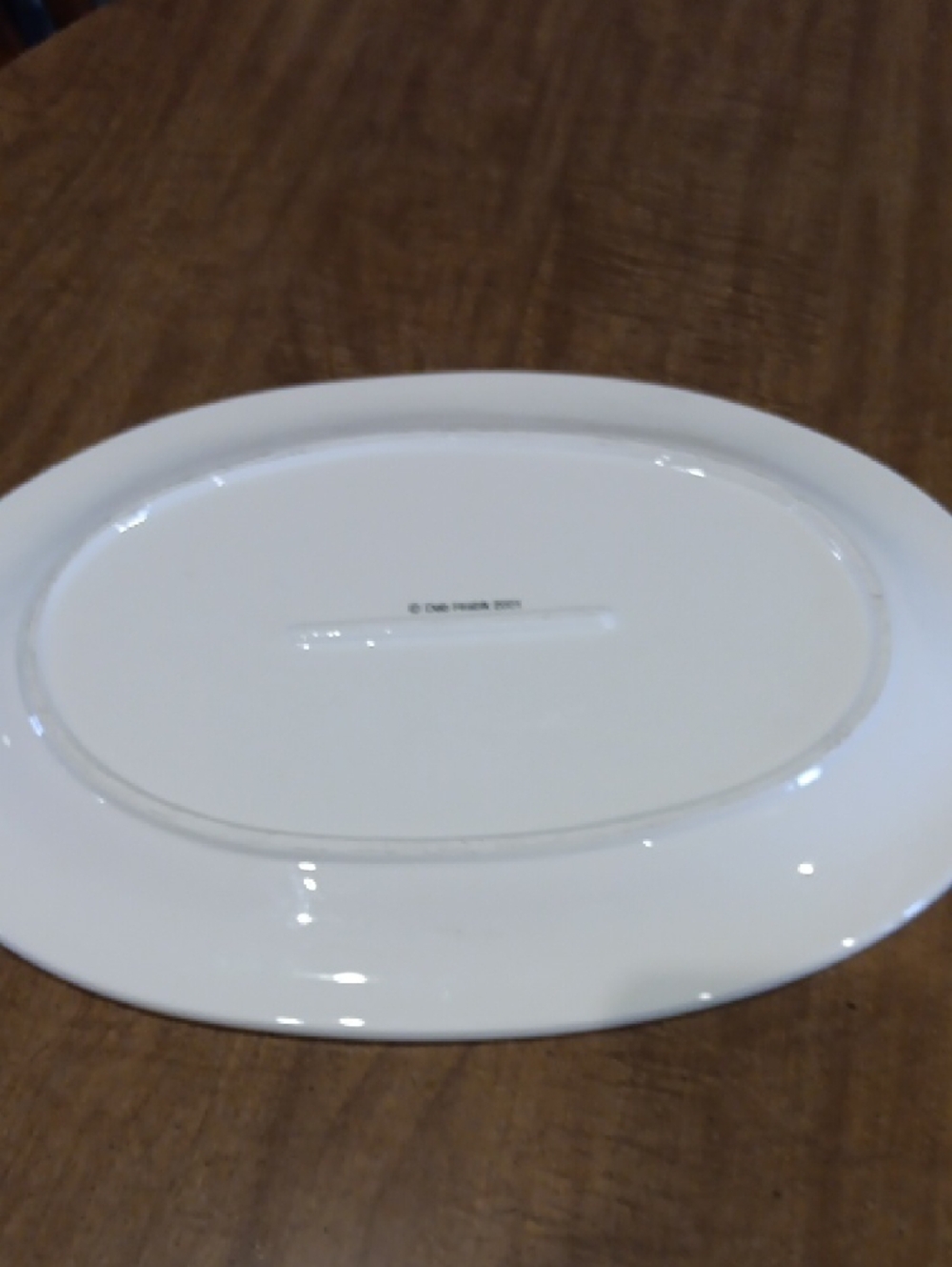 Ceramic Floral Stripe Serving Platter in Yellow and White - Picture 3 of 4